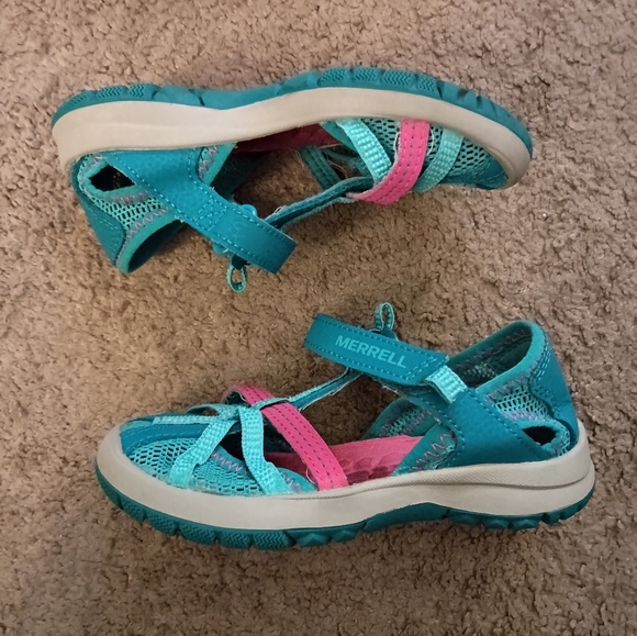 Merrell Dragonfly Girls Sandals Size 11 Teal PRE-OWNED - Picture 1 of 6